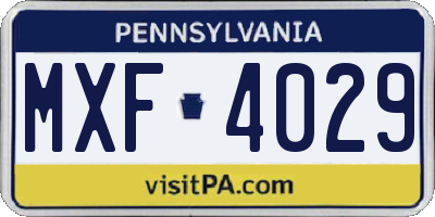 PA license plate MXF4029