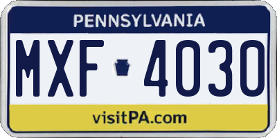 PA license plate MXF4030