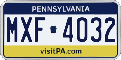 PA license plate MXF4032