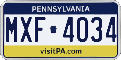 PA license plate MXF4034