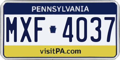 PA license plate MXF4037
