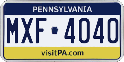PA license plate MXF4040