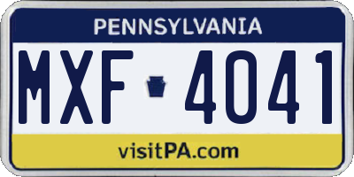 PA license plate MXF4041