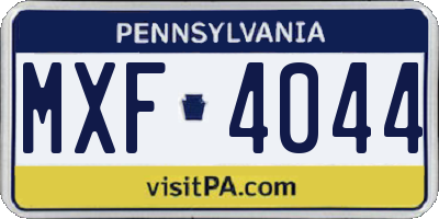 PA license plate MXF4044
