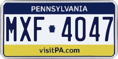 PA license plate MXF4047