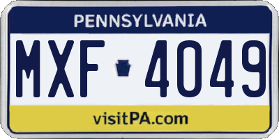 PA license plate MXF4049
