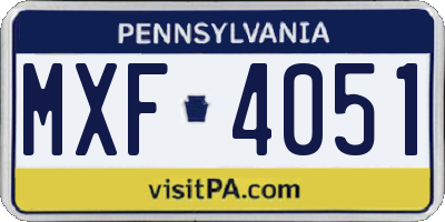 PA license plate MXF4051