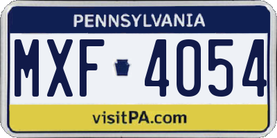 PA license plate MXF4054