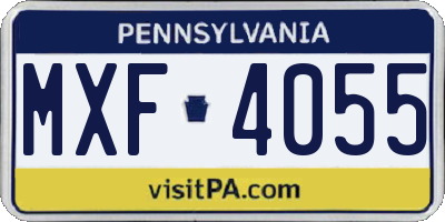 PA license plate MXF4055