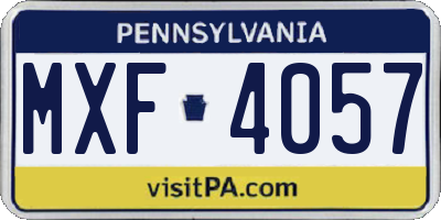 PA license plate MXF4057