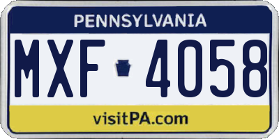 PA license plate MXF4058