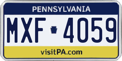 PA license plate MXF4059