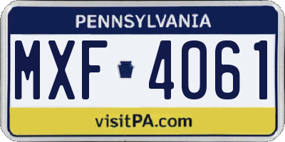 PA license plate MXF4061