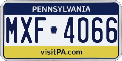 PA license plate MXF4066