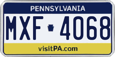 PA license plate MXF4068