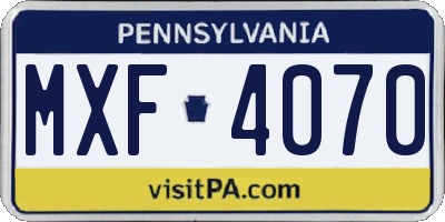 PA license plate MXF4070