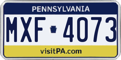 PA license plate MXF4073