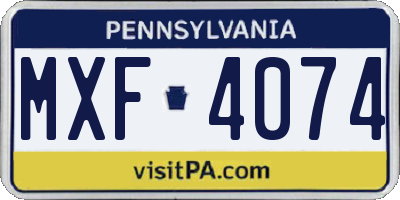 PA license plate MXF4074