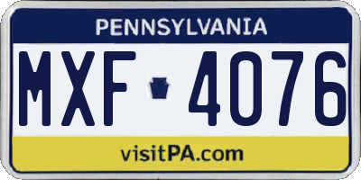 PA license plate MXF4076
