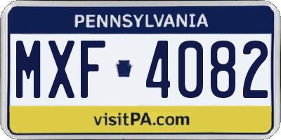 PA license plate MXF4082
