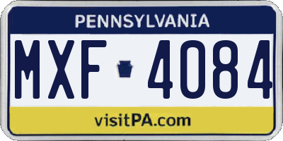 PA license plate MXF4084