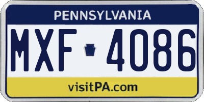 PA license plate MXF4086