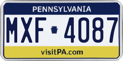 PA license plate MXF4087