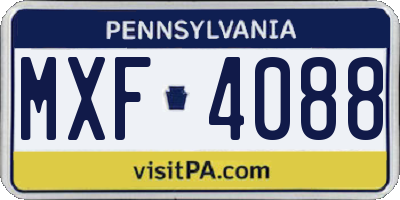 PA license plate MXF4088