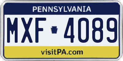 PA license plate MXF4089