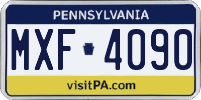 PA license plate MXF4090
