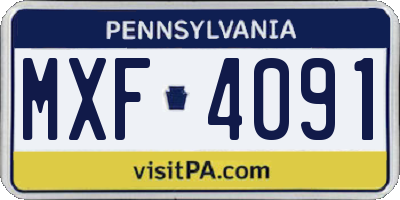 PA license plate MXF4091