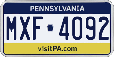 PA license plate MXF4092