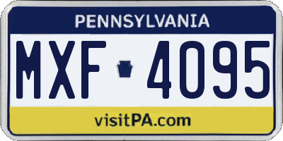 PA license plate MXF4095