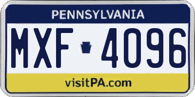 PA license plate MXF4096