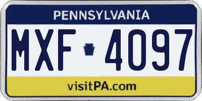 PA license plate MXF4097