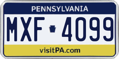 PA license plate MXF4099