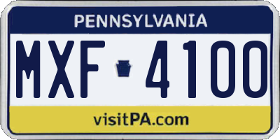 PA license plate MXF4100