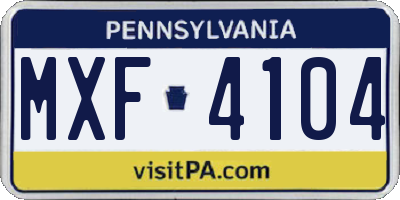 PA license plate MXF4104