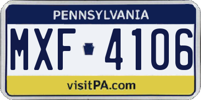 PA license plate MXF4106