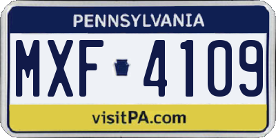 PA license plate MXF4109