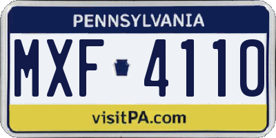 PA license plate MXF4110