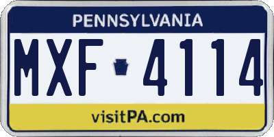 PA license plate MXF4114