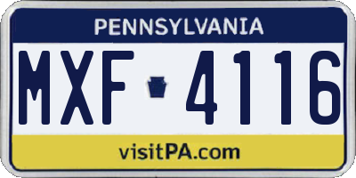 PA license plate MXF4116