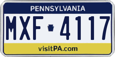 PA license plate MXF4117