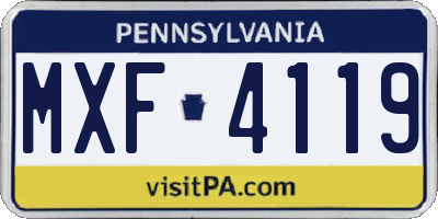 PA license plate MXF4119