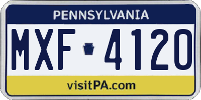 PA license plate MXF4120