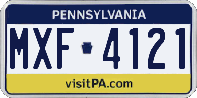 PA license plate MXF4121