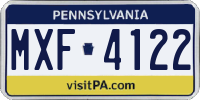 PA license plate MXF4122