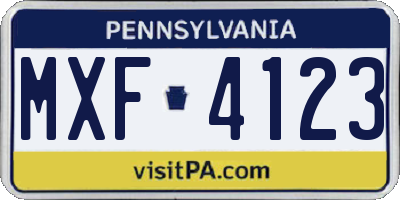 PA license plate MXF4123