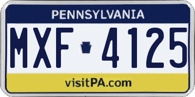 PA license plate MXF4125